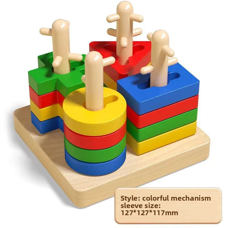 Wooden Montessori Geometry Column Educational Toy Set