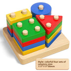 Wooden Montessori Geometry Column Educational Toy Set