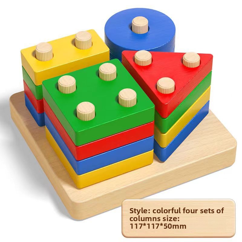 Wooden Montessori Geometry Column Educational Toy Set