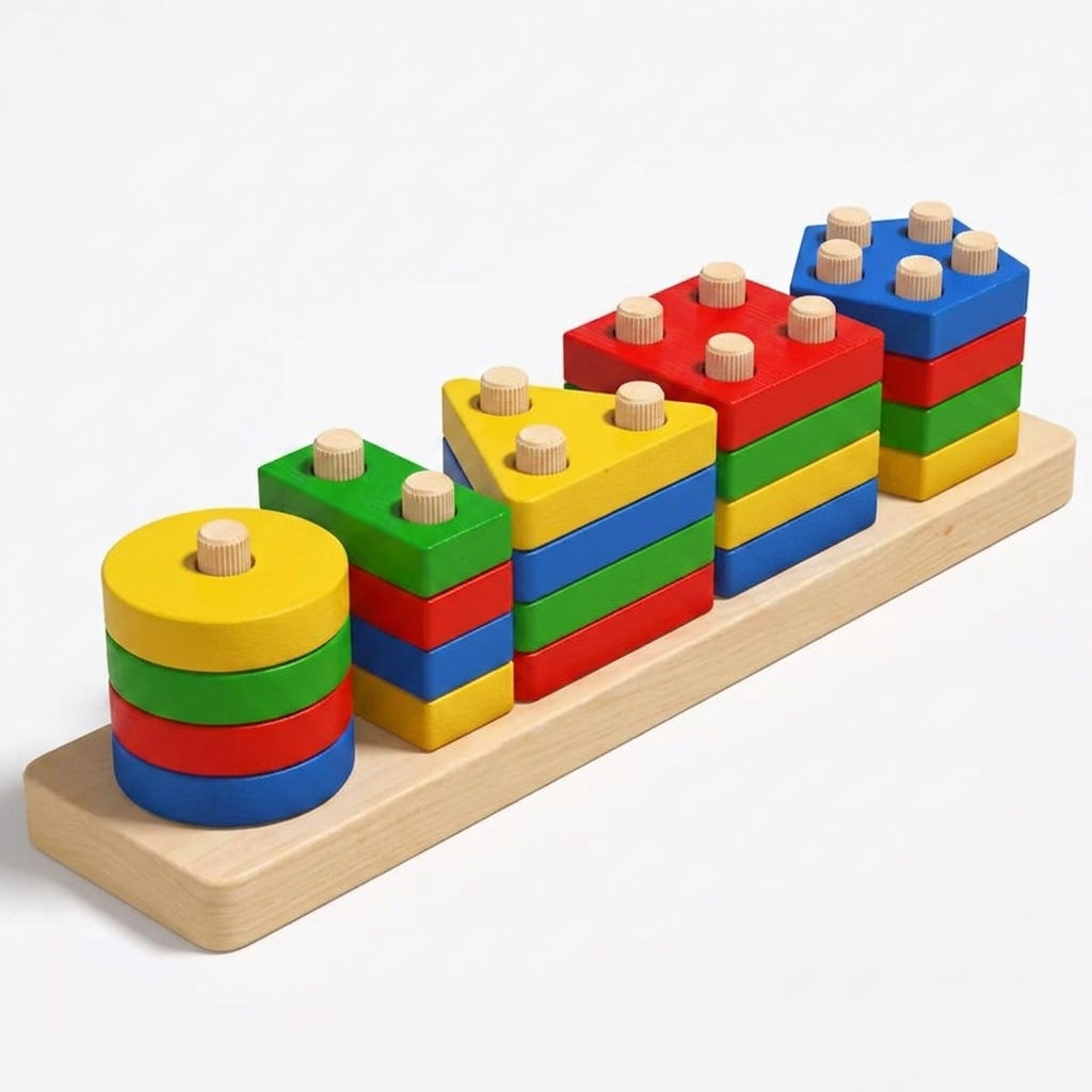 Wooden Montessori Geometry Column Educational Toy Set