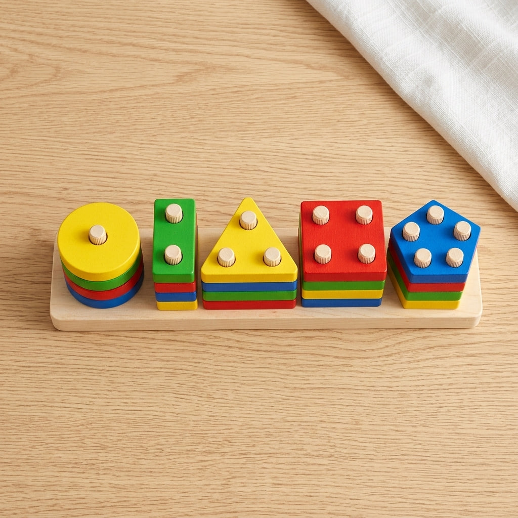 Wooden Montessori Geometry Column Educational Toy Set