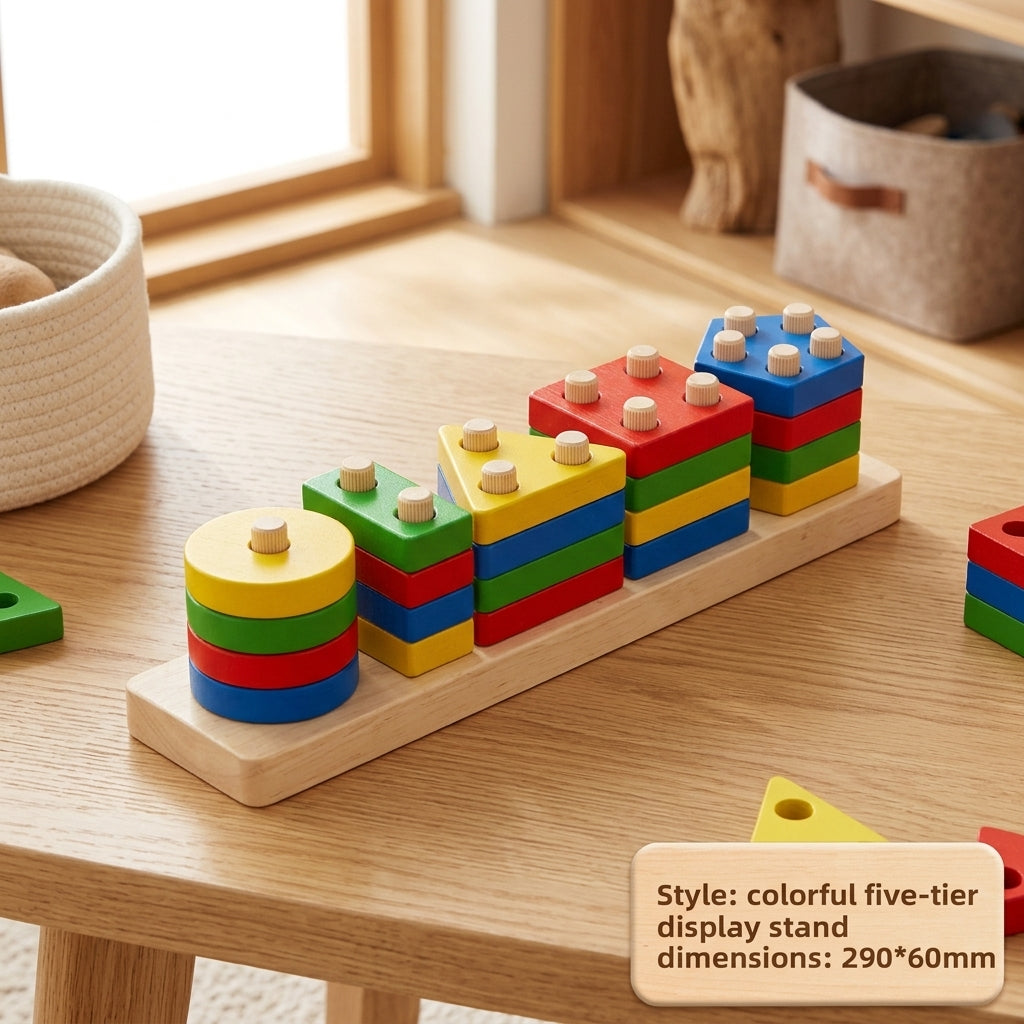 Wooden Montessori Geometry Column Educational Toy Set